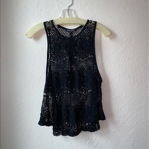 David Lerner Drop Armhole Crochet Tank